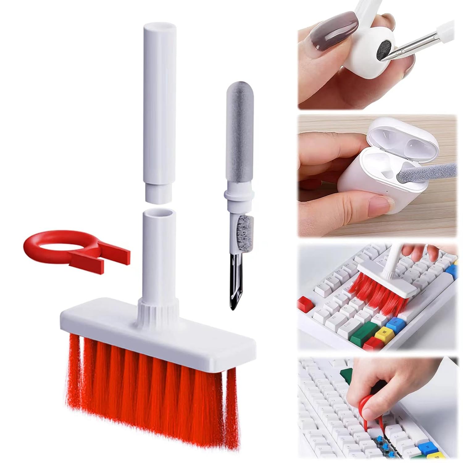 5 In 1 Keyboard Cleaning Brush Kit Multifunctional Earbuds Cleaner with Keycap Puller Cleaning Tools for Mechanical Keyboard PC Laptop Earphone Headphone Cleaning Set by DealSpot