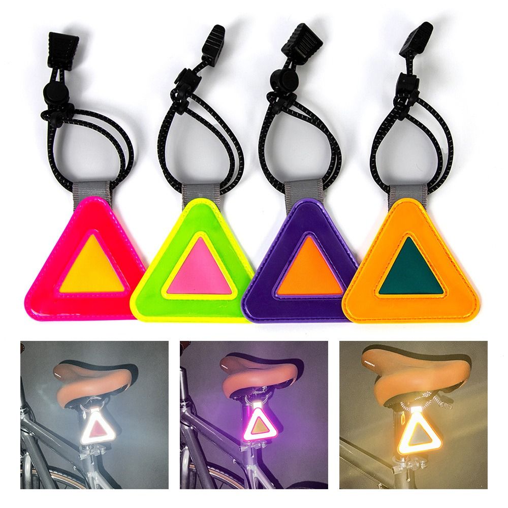 1Pcs Durable Elastic Cord Reflective Triangle Sign with Spring Hook Plastic Safety Clip Safety Warning Hanging Tag for Backpack Kids School Bag