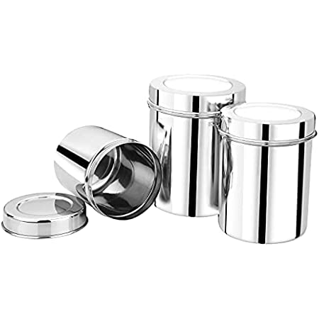 FR-BS New 1 Piece Gauge Stainless Steel Vertical Storage Canisters Set of 1 | Dabba for Kitchen Storage Container (Silver, 300ML)