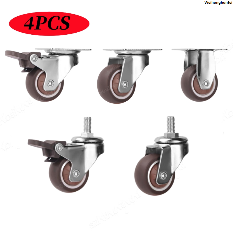 WeihonghunfeiBargain price 4PCS Furniture Wheels 1~2inch Caster Heavy Universal Mute Wheel 360° Swivel Rubber Roller for Trolley Chair Office Desk Chair