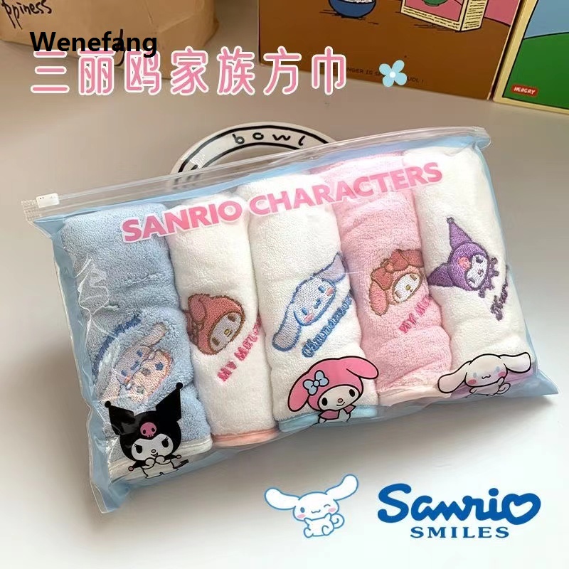 Wenefang 5pcs Sanrio My Melody children's face washcloth, baby bath towel, Original absorbent, non-shedding, soft face towel, cute Cinnamoroll