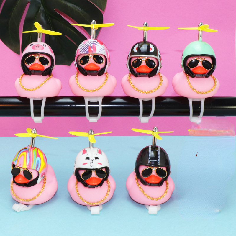 NEW Cute Duck Bike Accessories Motorbike Mtb Kids Bike Handle Decoration Ducking Captain With Airscrew Helmet