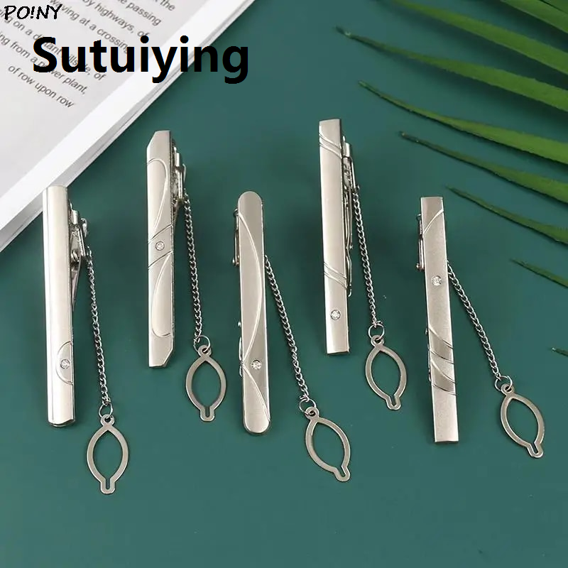 Sutuiying New Tie Clip Fashion Style 1PC Necktie Men Metal Simple Bar Clasp Practical Bowtie Clasp Tie Pin For Mens Gift Accessories
