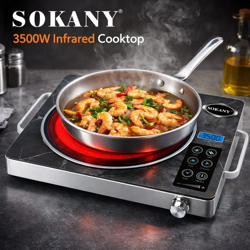 Sokany 3500W Infrared Induction Cooktop Glass With Touch Panel Function-1 Year Warranty - image 1