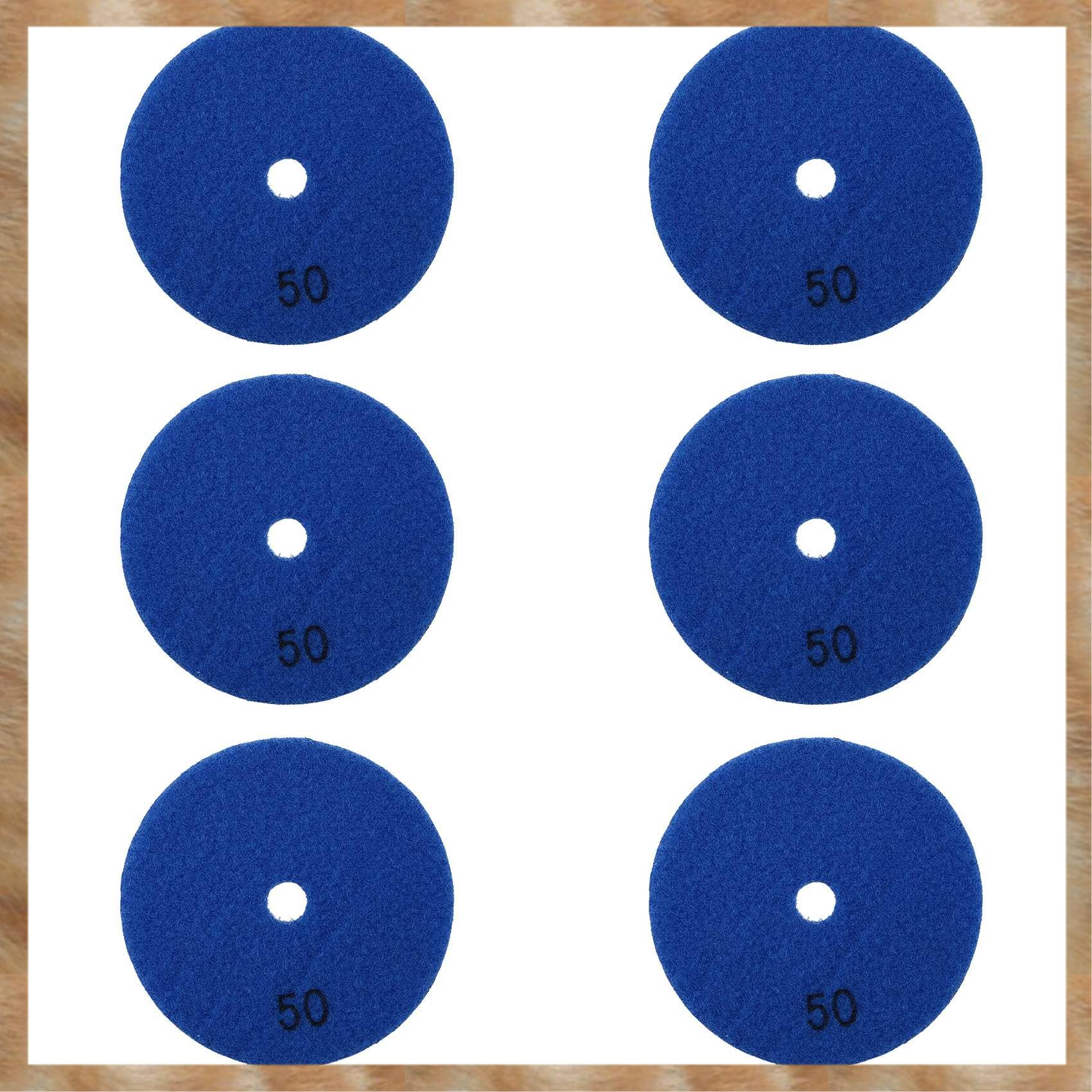 Kqueebee 6 Pcs 4 Inch /100 Mm Grit 50 Diamond Dry Polishing Pad Marble Flexible Resin Sanding Disc Ceramic Stone Polisher Disc