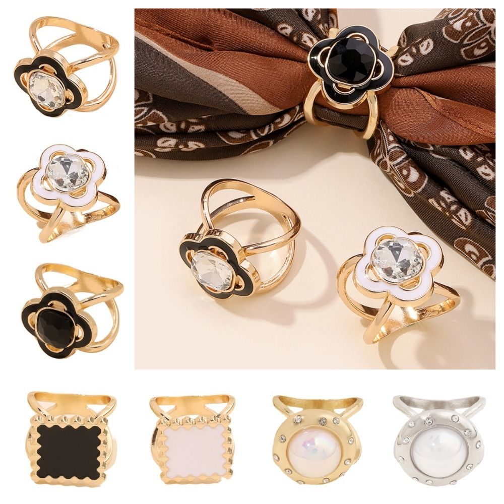 Classic Flower Silk Scarf Buckle Round Multifunctional Clothing Corner Knotted Buckles Square Waist Adjustment Fixed Snap T-shirt Buckle