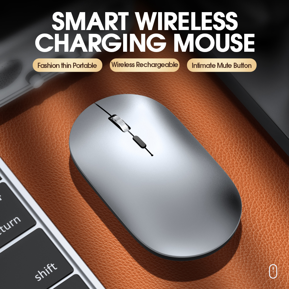 T-WOLF X2 Ultra-thin Mini Wireless Mouse | Dual Mode (Bluetooth + USB) | Silent Mute Clicks | Rechargeable | Portable Computer Mouse