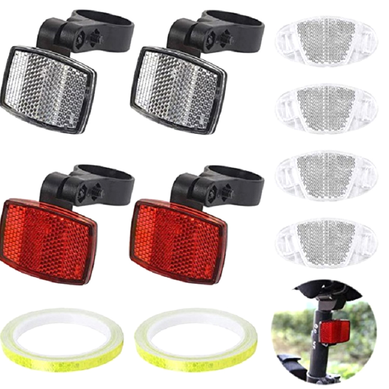 Bike Front Rear Reflectors Bicycle Reflectors Parts Reflective Portable Enhanced Night Visibility For Night Riding Road Bike CF8