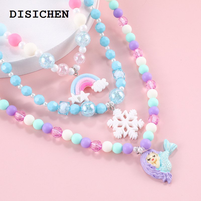 DISICHEN Sales promotion Makersland Kids Necklaces Ice Cream Pendant Beaded Resin Necklace for Girls Candy Color Cartoon Cute Jewelry Christmas Presents
