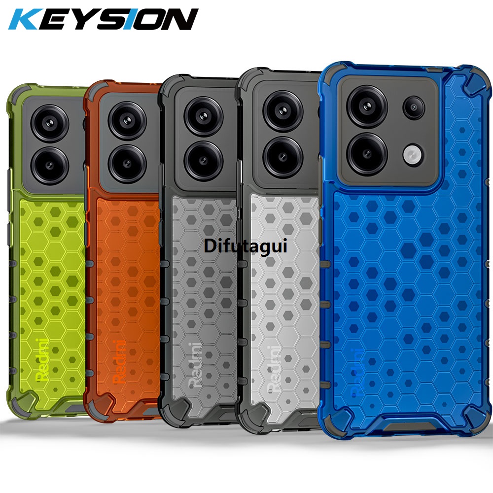 Difutagui KEYSION Shockproof Case for Redmi Note 13 4G 13 Pro+ 5G Silicone Luxury Transparent Honeycomb Phone Cover for Xiaomi POCO F6 X6 M6 Pro