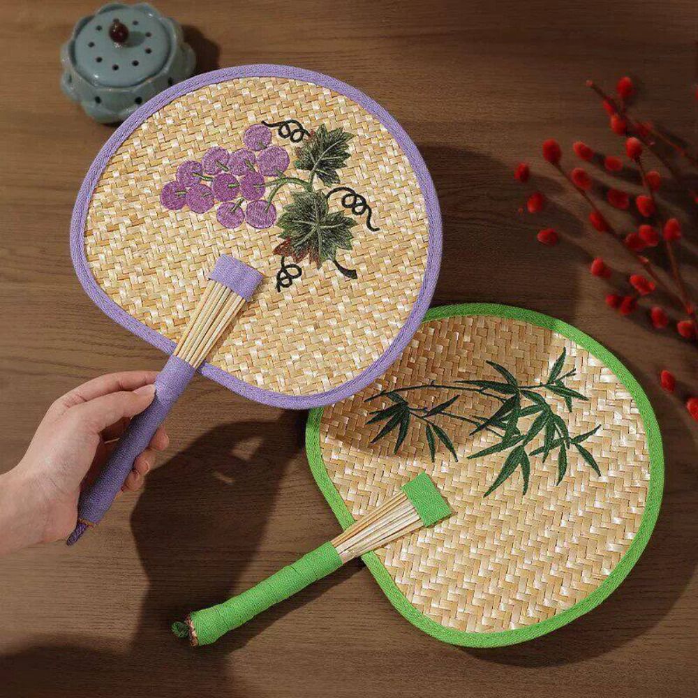 Compact Chinese Style Hand-Woven Fan Portable Retro Decorative Handheld Fans Lightweight Eco-Friendly Summer Cooling Fan Home Decor