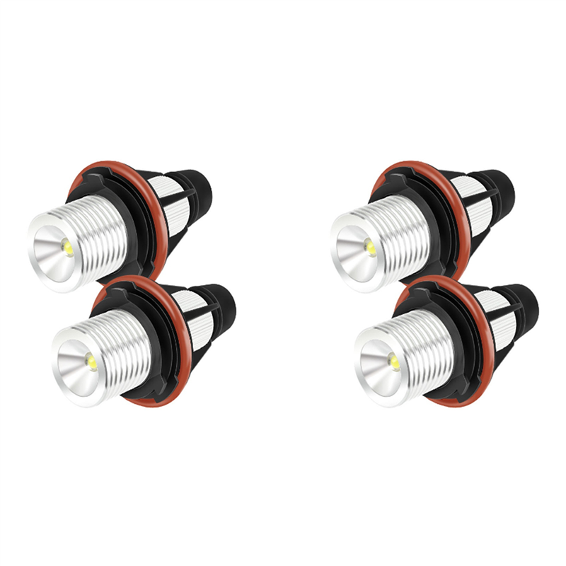 4x for Angel Eyes 5W E39 E60 Angel Eyes Fog Lights LED Headlights Daytime Running Lights with Decoding Yellow Light