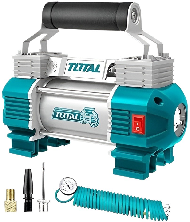 Total 2X Double Cylinder Auto Air Compressor Voltage:12V Current:18A Max Pressure:120PSI/8BAR