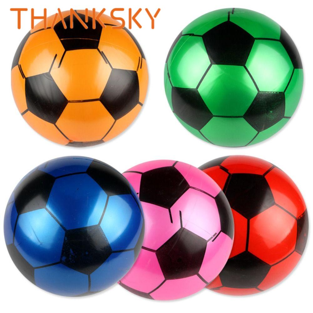 Creative 22cm PVC Football Elastic Balls Inflatable Random Colour Inflatable Soccer Hand Pat PVC Children Kids Gifts