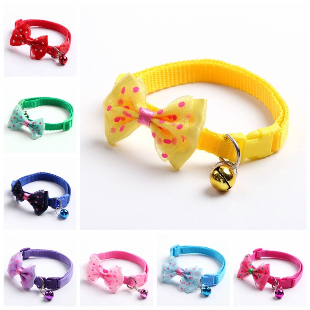 Trendy Cute Cat Collar with Bell Adjustable Must-have Pet Collar Durable Bow Collar for Small Cat Dog