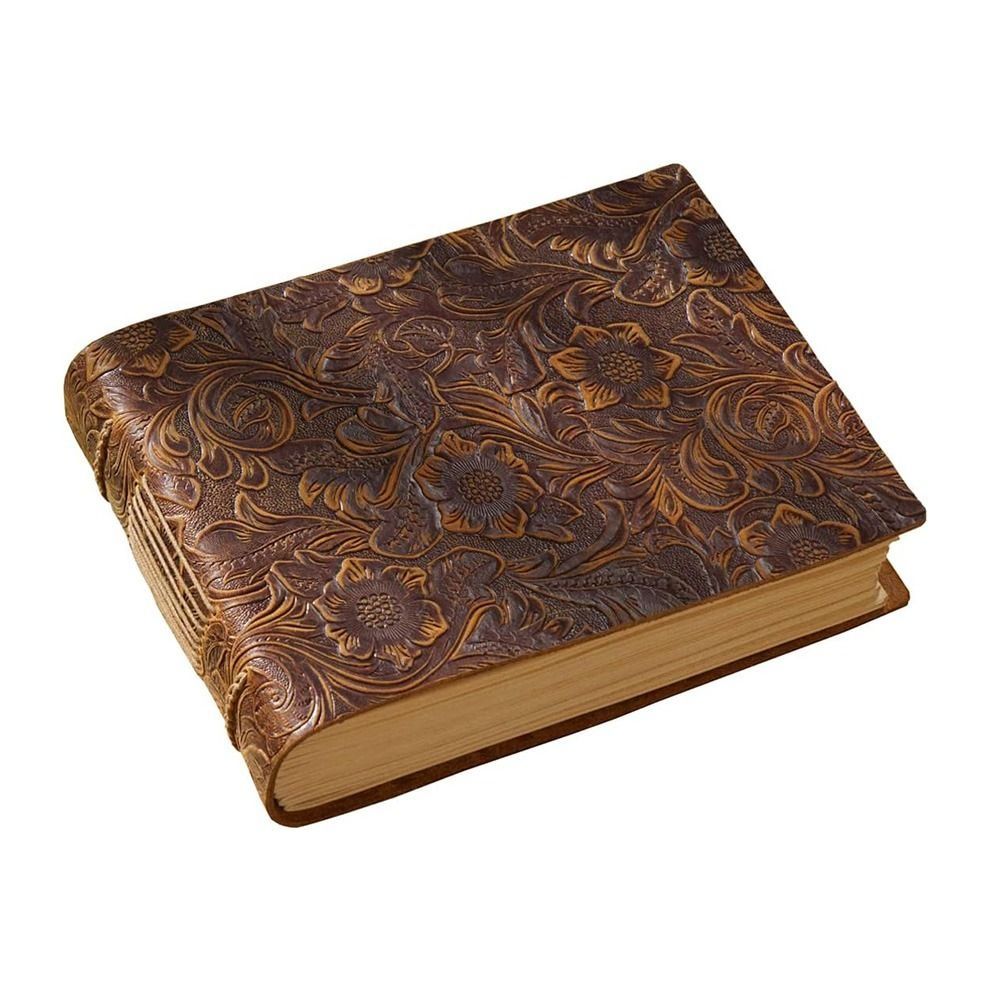 Antique Handmade Embossed Sketchbook Vintage Genuine Notebook Unlined Thick Paper Bound Daily Notepad Women