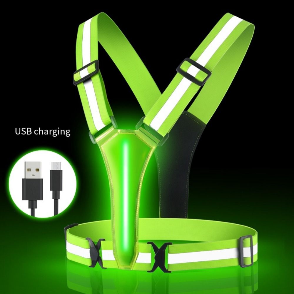 Useful Rechargeable LED Reflective Vest High Visibility Adjustable Waist/Shoulder Running Gear Warning 3 Light Modes Reflective Safety Jacket Runners
