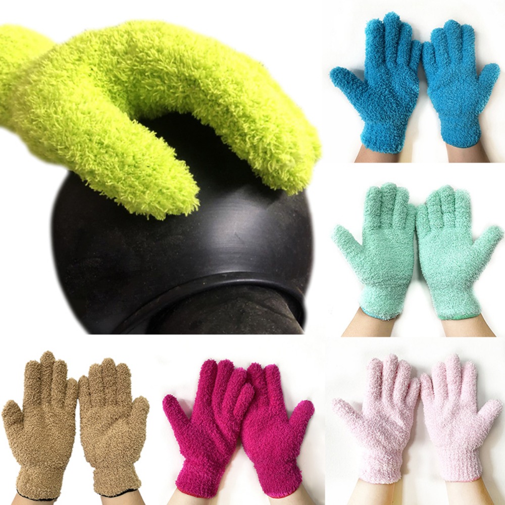 1 pair Reusable Absorbent Car Care Removal Cleaner Cleaning Glove Dust Remover Coral Fleece