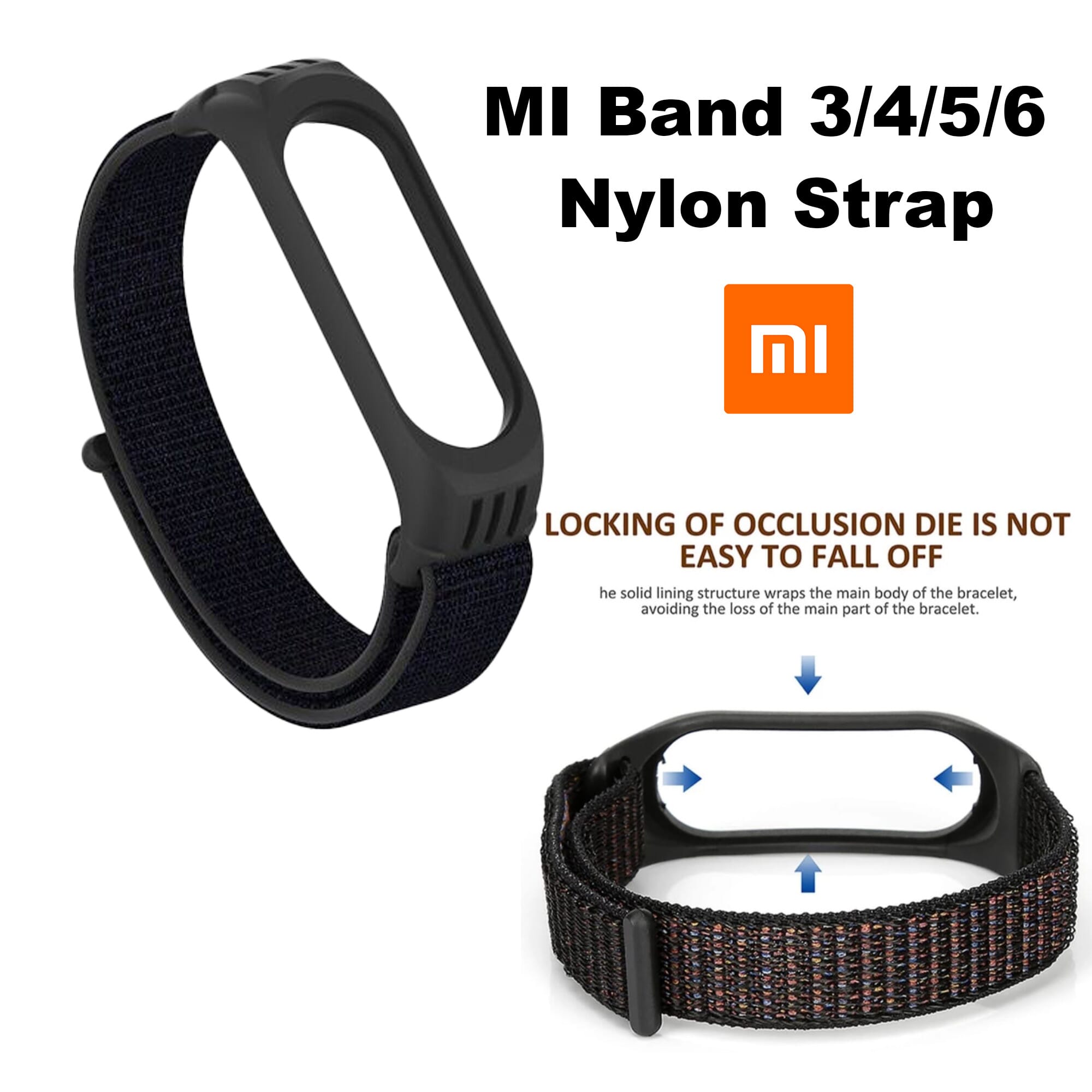 High-End Fashion Mi Band Nylon Silicon Strap - Waterproof, Scratch-Resistant, Durable and Sun-Exposure Resistant