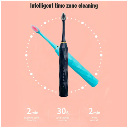 X-9 Sonic Electric Toothbrush with 4 Replacement Brush Heads - IPX7 Waterproof, 6 Cleaning Modes, Fast Charging, DuPont Bristles, 30-Day Battery Life