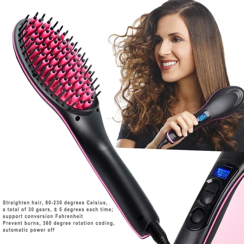 Simply Straight Ceramic Electric Digital Hair Straightener Brush