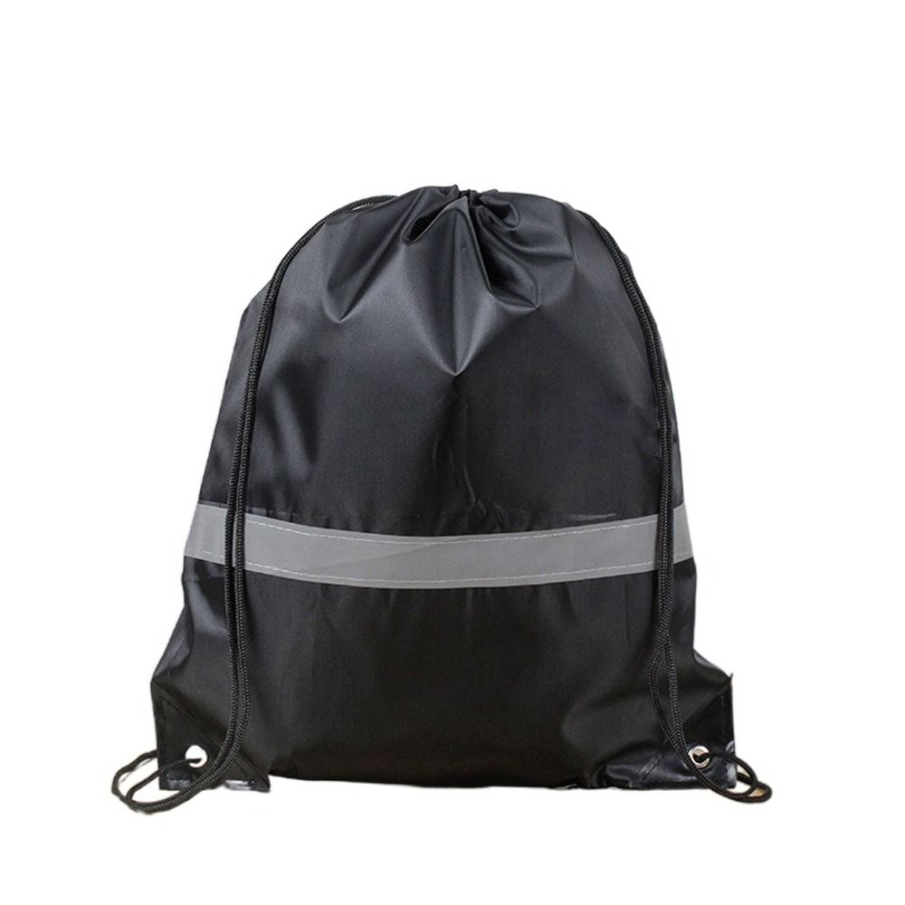 Waterproof Drawstring Gym Backpack Elegant 210D Polyester Solid Color Nylon Sports Shoulder Bag Foldable Reflective Stripe Fitness Handbag Sport Fitness