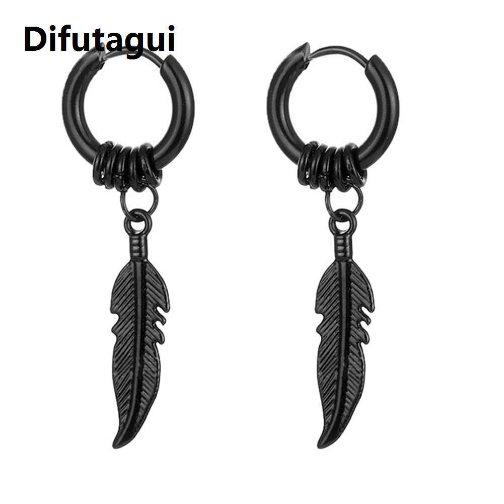 Difutagui LM 1 Pair Punk Stainless Steel Stud Earrings Black Earrings Set For Men Women Vintage Hip Hop Piercing Ear Fashionable and Minimalist Jewelry