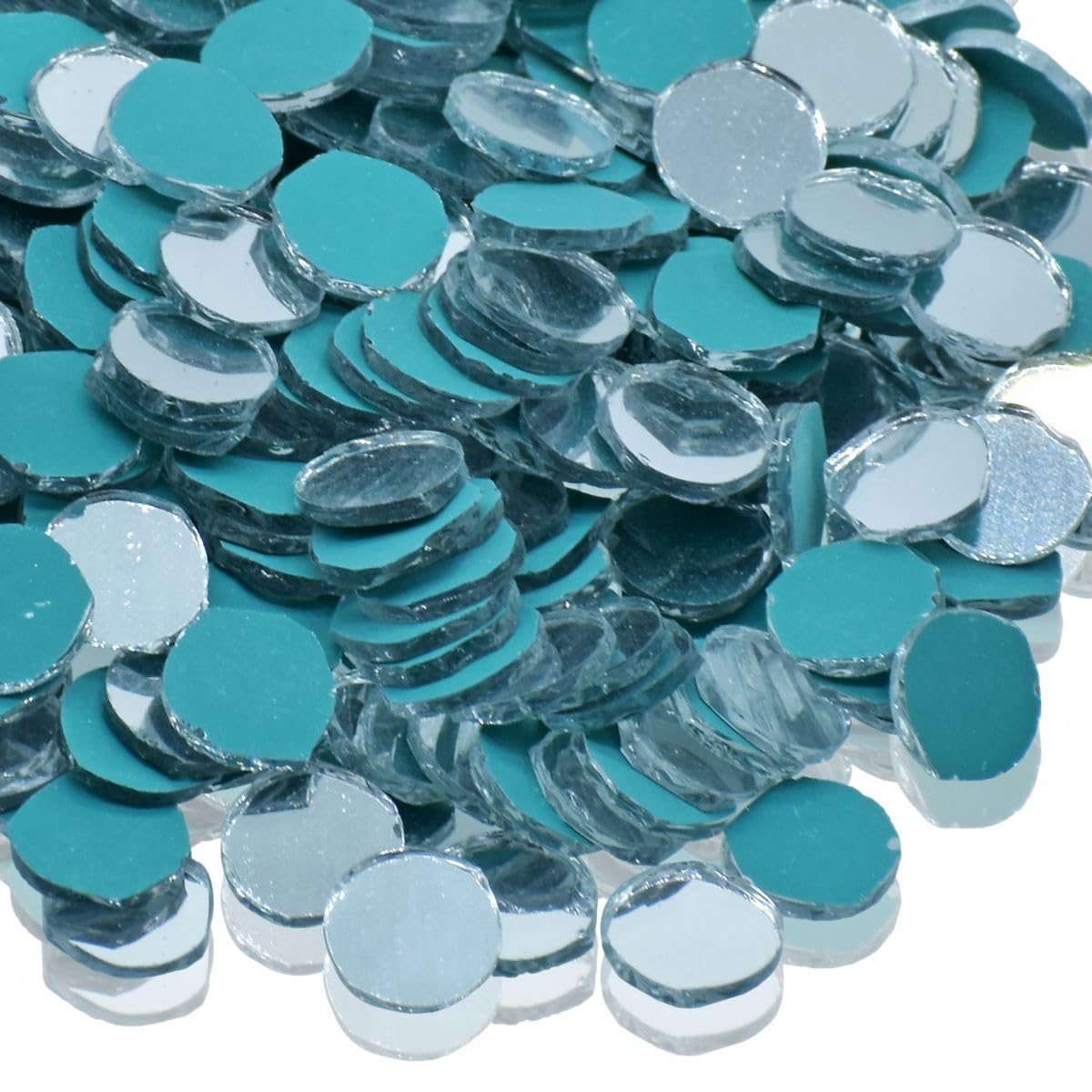 FR-LS 100 Pieces of Large Big Size 1 CM Diameter Circular Shaped Design Fashion Diamond Shape Glass Mirror Kit - Jewelry Making, Lippan Art Work - Embroidery Craft Work, Mosaic Art, Stone Mirrors Beads - Kids, School Project Mirrors Circles