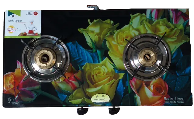 Gas Stove ( happy penguin ) Digital Glass top 2 burner Gas stove