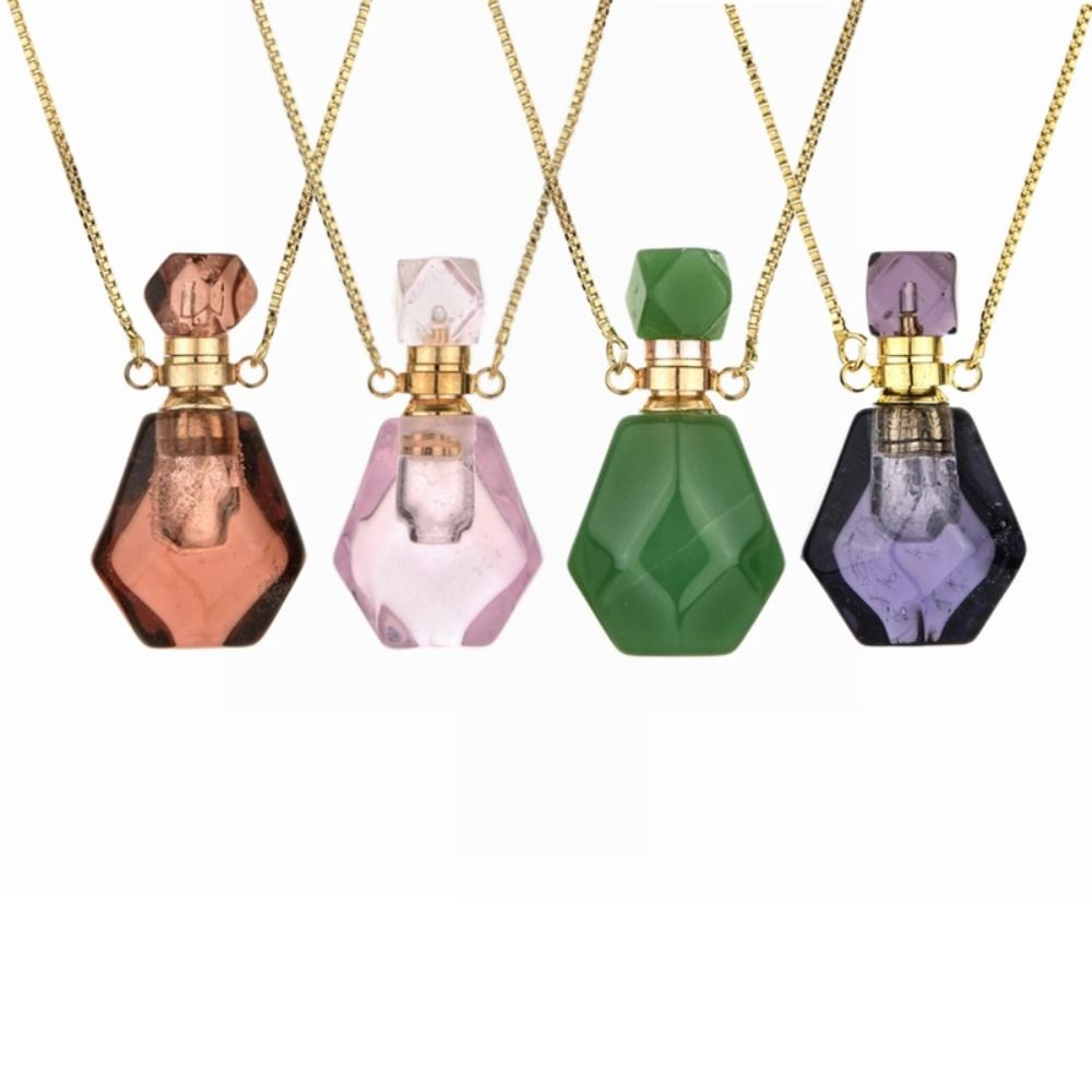 New Trendy Square Shape Water Drop Oil Diffuser Vial Jewelry Gift Perfume Bottle Pendant Necklace