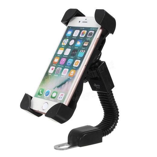 Genuine Flexible Cycle Bike Scooty Mobile Phone Holder Rear View Mirror GPS Bike Mobile Holder (Black)