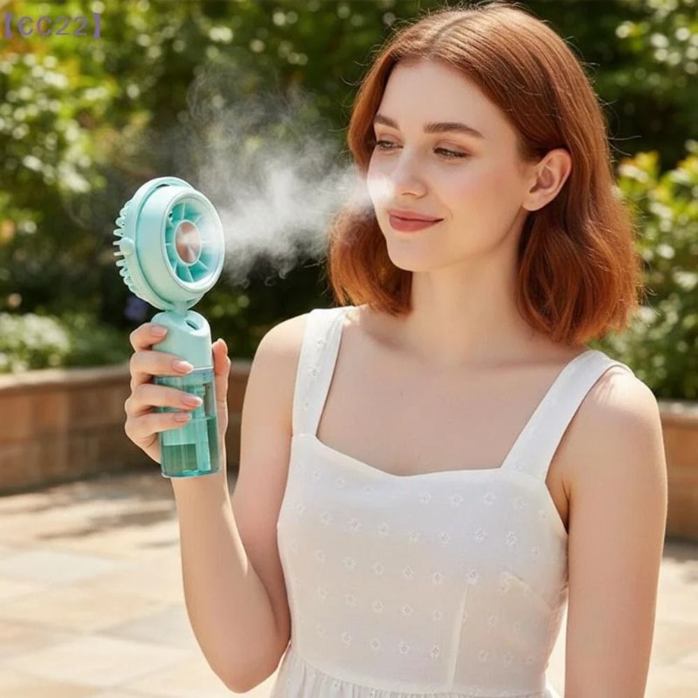 Convenient Rechargeable Battery Portable Mini Handheld Fan Portable Soft Wind Water Mist Spray Fan Handheld Desktop Dual Use Fine Mist Rechargeable Desktop Cooling Fan for 5V300mAh Outdoor Travel