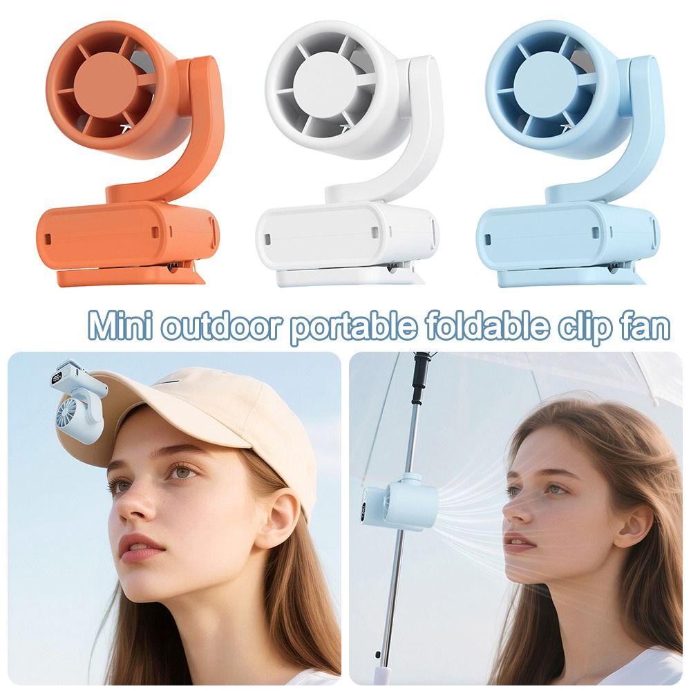 Portable Rechargeable Mini Clip Fan with Clip With Digital Display Hat Clip Fan Rotatable Small Fan for Outdoor Travel