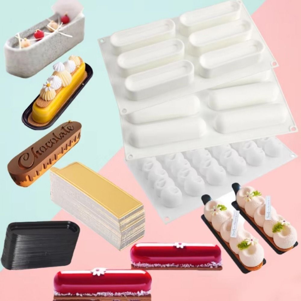 New Silicone Mousse Cake Mold Long Strip DIY Pastry Mold Oval Homemade Baking Mould Kitchen