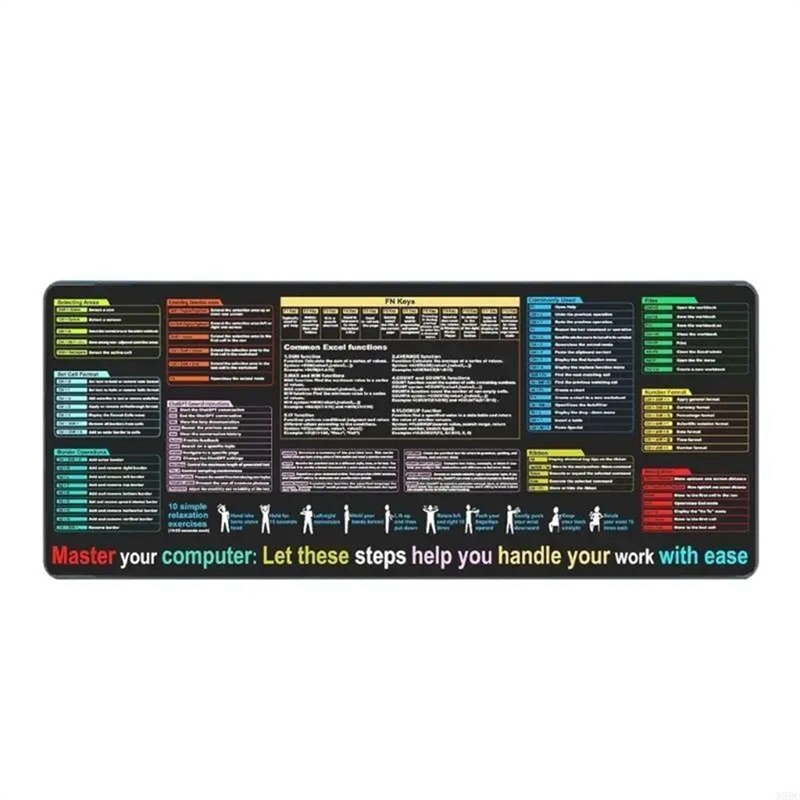 English Mouse Pad Excel Text Editor Cheat Sheet Shortcut Mousepad Programing Mouse Pad 40x 90x 0.3CM