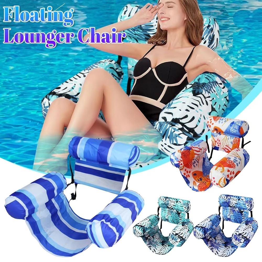 New Foldable Inflatable Pool Float Blow Up with Arm & Backrest Water Swimming Hammock Floating Bed Pool Sports
