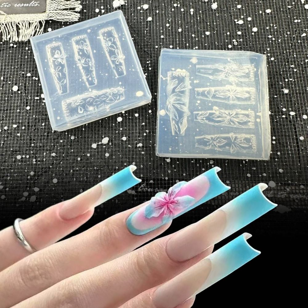 Creative Silicone 3D Flowers Nail Mold Transparent Hawaii Hibiscus Nail Art Carving Template DIY Nailart Mold Nail Tools