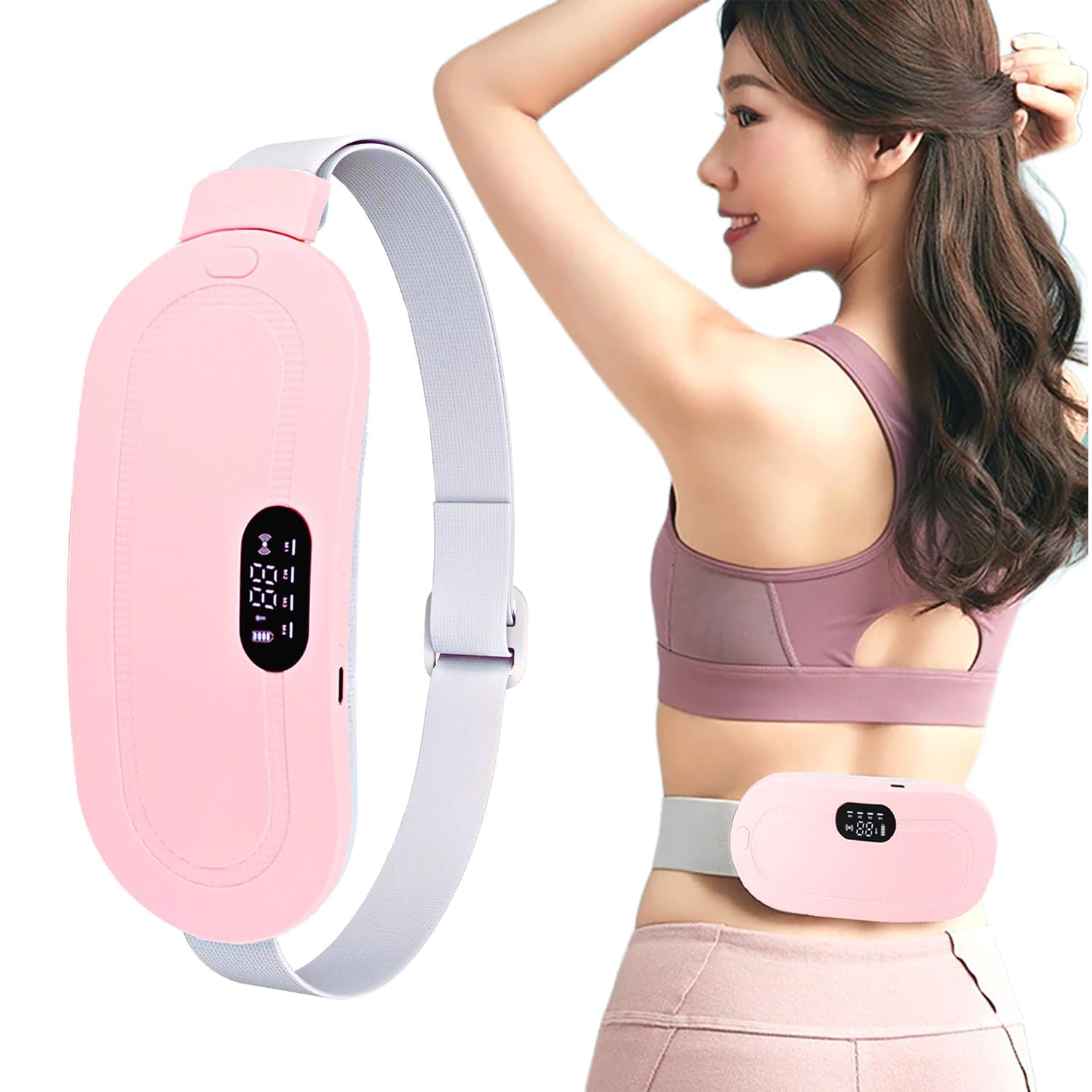 Wireless Period Pain Relief Massager - Heating & Vibration Belt with 3 Speed Levels, LED Display & Rechargeable Design (Multicolor)