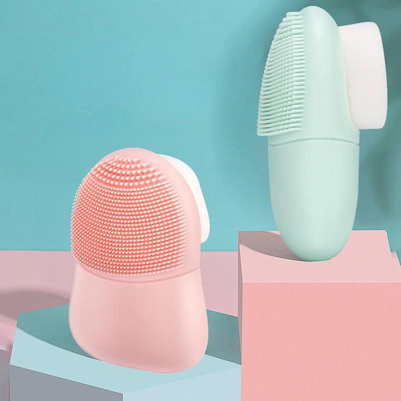 HOT BeliefMelief New style Double head face wash brush Japan silicone manual pore black makeup beauty tool