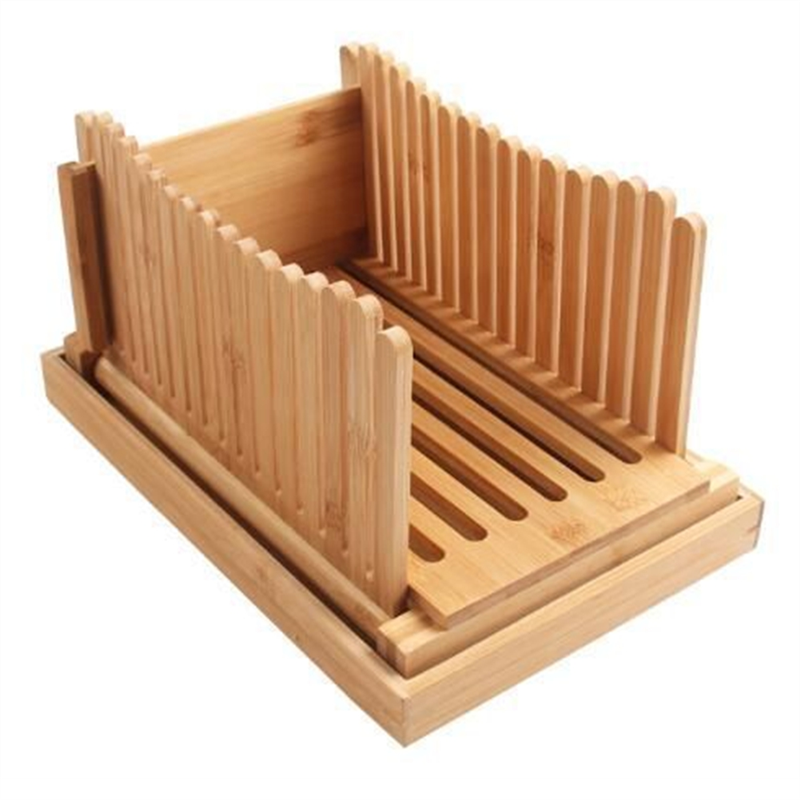 Bamboo Wood Bread Slicer for Homemade Bread Toast Cutting Board, Adjustable Thickness Breadmaker for Loaf Cakes A
