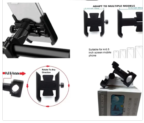 C1 Mobile Phone Holder For Bike/ Motorcycle, Single Clip [Black]