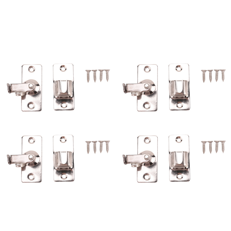 FORIDE 4X Bathroom Stainless Steel Ornaments Supplies Doors Locks Door Sliding Right Angle Lock Door Buckle