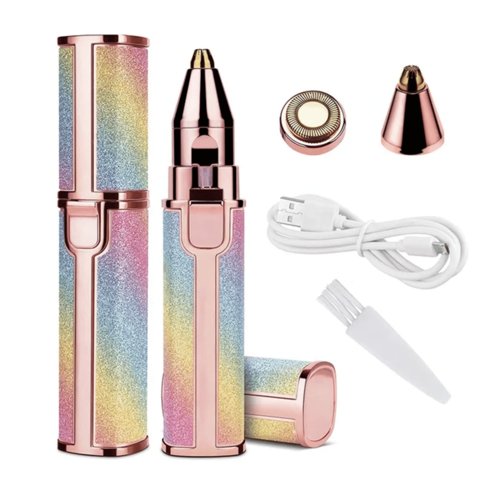2-in-1 Electric Eyebrow Trimmer & Shaver - Rechargeable Painless Hair Remover Pen with LED Light for Face, Lips, Nose, Chin & Arms | Flawless Precision Eyebrow Razor Tool