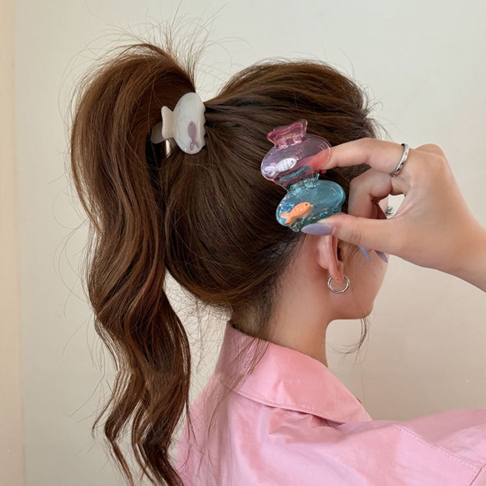 Cute Transparent Fish Hair Claw Animal Small Shark Clip Acetate Hair Claw Hair Clip Animal Hair Clip Female/Girls