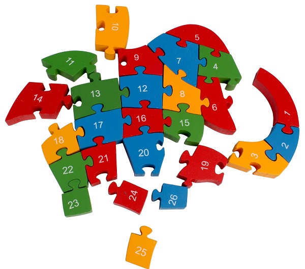 Wooden Taxi Puzzle Toy With A-Z English Alphabets And Numbers Puzzle