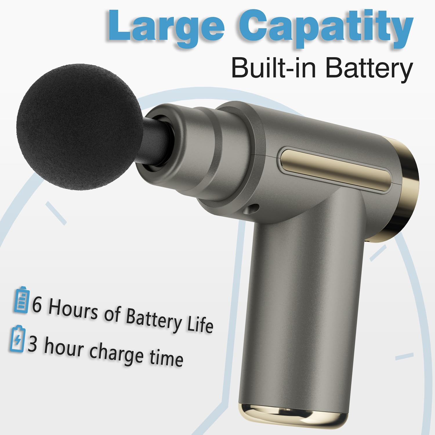 Professional Deep Tissue Massage Gun Electric Mini Handheld Body Massager | 6 Adjustable Speed Modes & 4 Massage Heads | Percussion Muscle Massager for Any Body Pain Relief