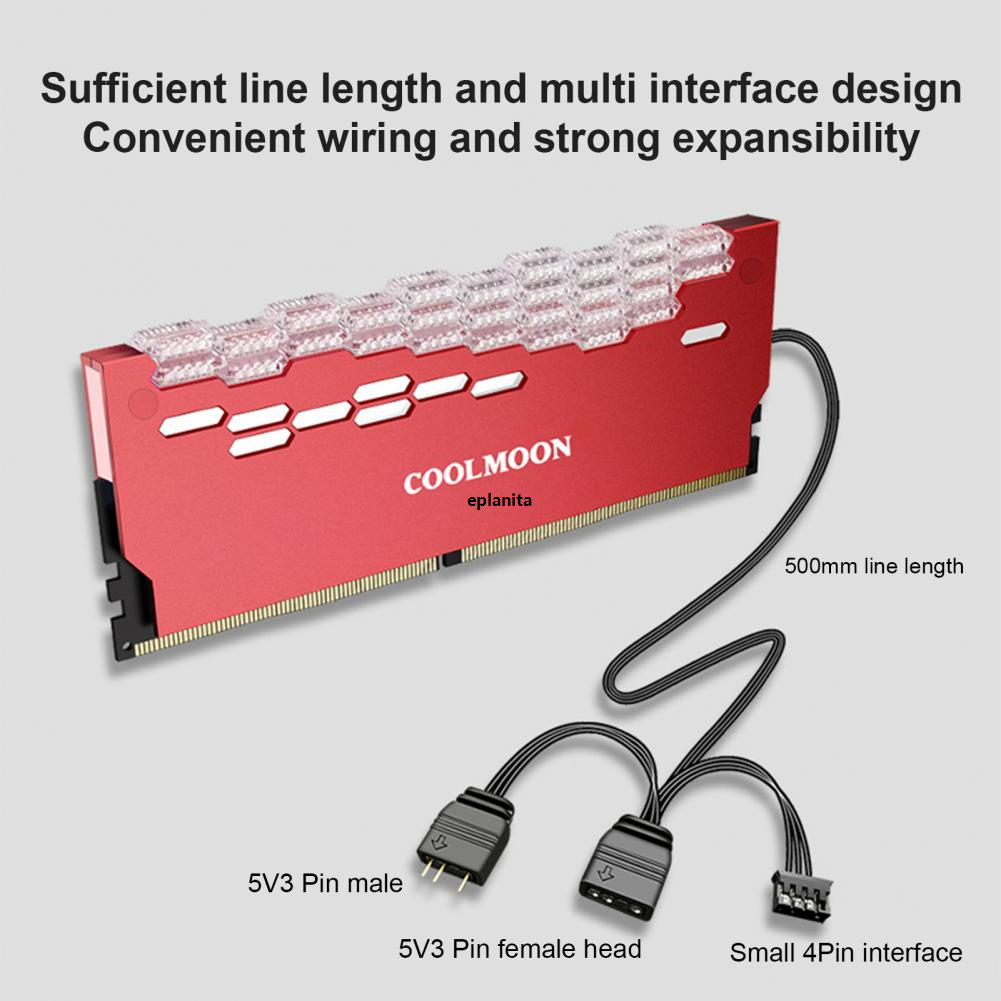 Coolmoon Ra-2 Ram Cooler High Efficiency 5v Argb Memory Module Heat Sink Light Effect Desktop Computer Memory Cooler