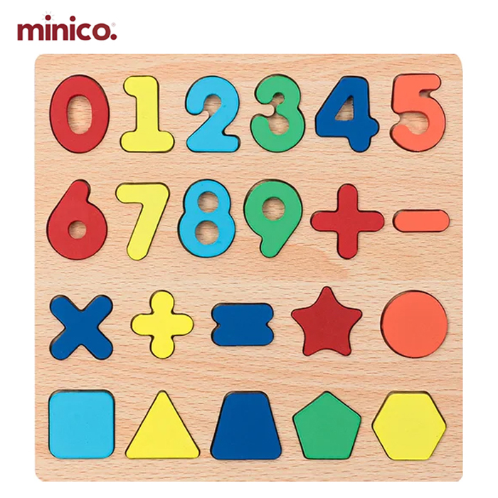 Minico Montessori-Inspired Wooden Owl Shaped Puzzle Board - Early Learning Educational Toy for Kids