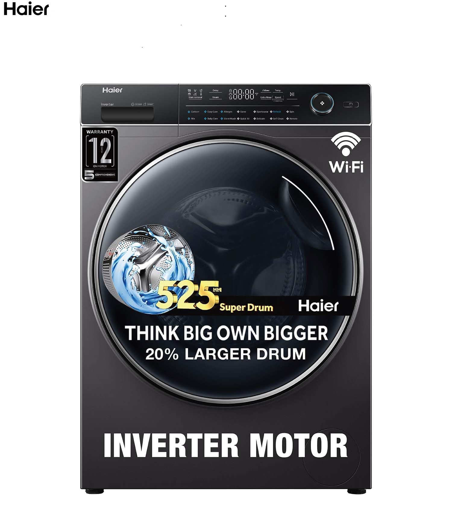 Haier 8 Kg 5-Star Fully Automatic Front Load Washing Machine with Steam Refresh HW80-IM12929CBK Black