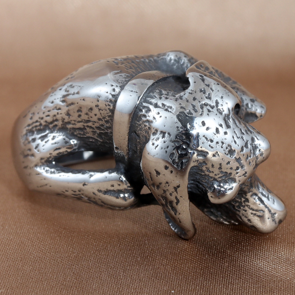 【Mega Sale】Jewelry Steel Animal Dog Ring Retro Trendy Men Stainless Steel Pet Ring 213032